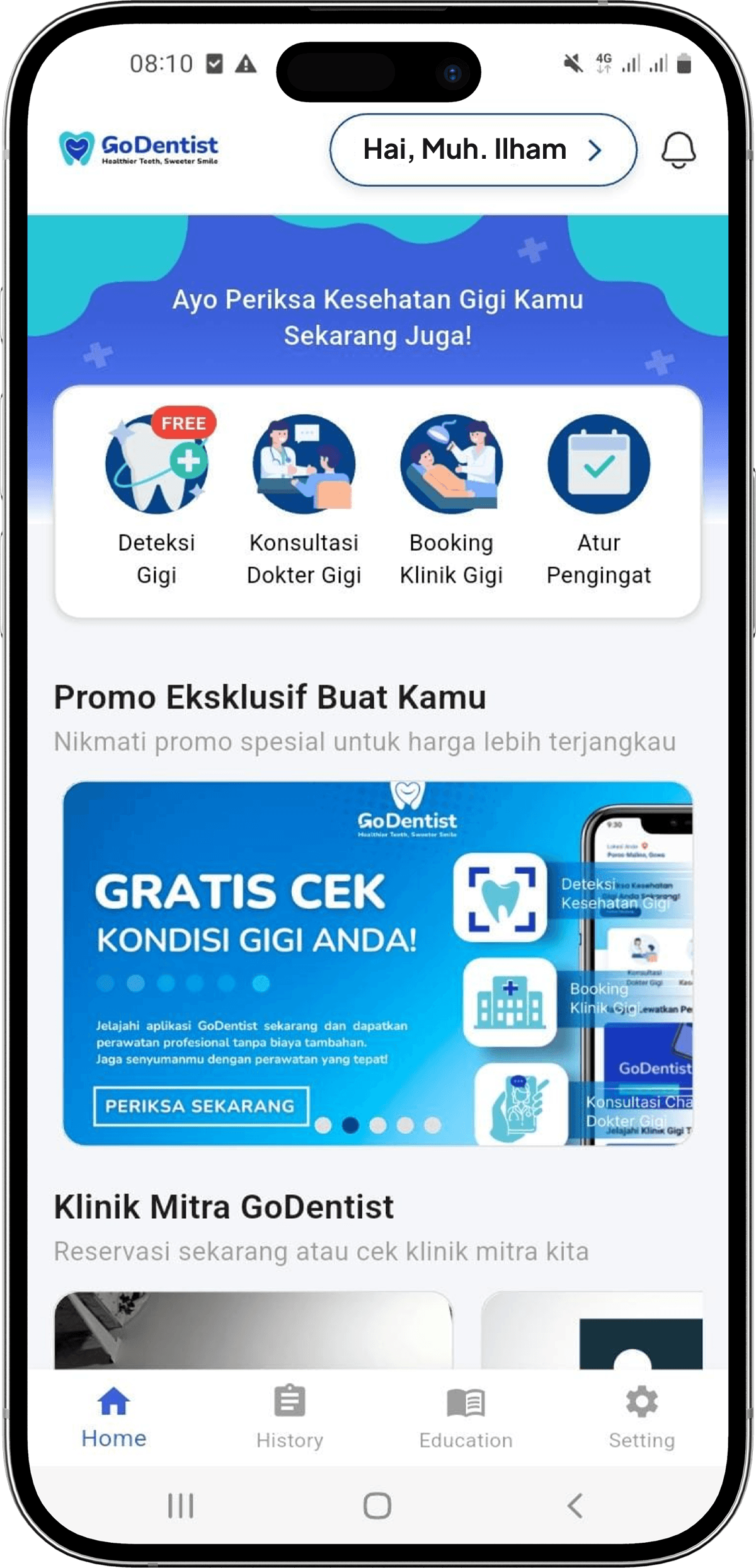Mockup apk godentist in mobile